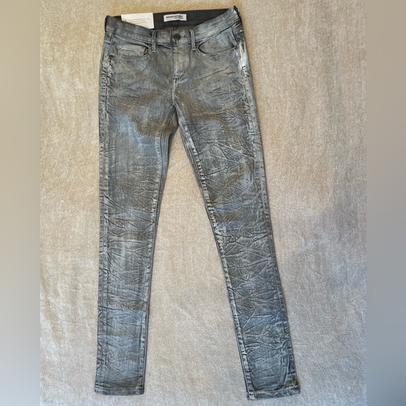 Banana Republic Paint Washed Distressed Gray Skinny Jeans Sz25 Grunge Biker Core - Picture 3 of 7